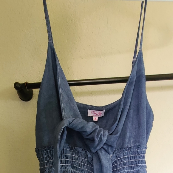 Denim tie tip romper - Picture 2 of 2